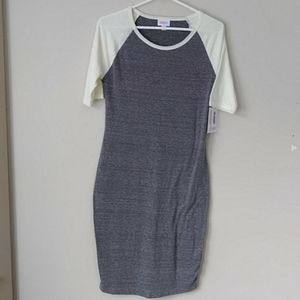 NWT LuLaRoe Julia Dress Gray Yellow XS